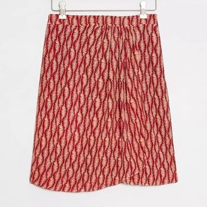 Anthropologie faux wrap fitted waist mini skirt, medium, red